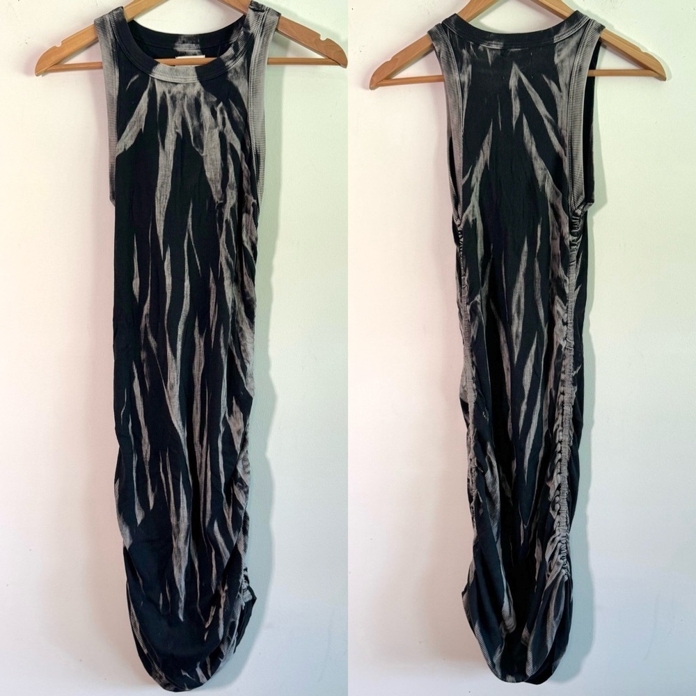 Sundays tie dye ruched ribbed tank dress size 0